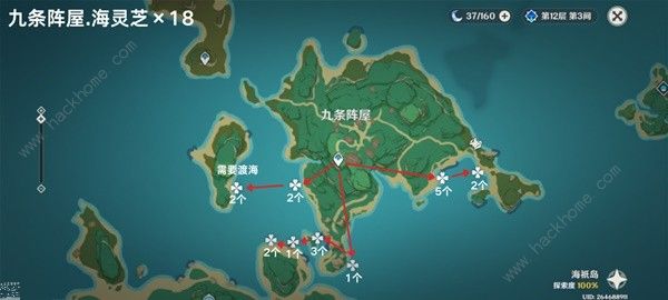 原神4.5海灵芝采集路线图 4.5版本海灵芝采集图示一览